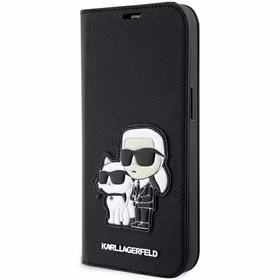 KARL LAGERFELD KLBKP14XSANKCPK IPHONE 14 PRO MAX 6.7 "KNYGUTĖS TIPO DĖKLAS JUODAS/JUODAS SAFFIANO KARL & CHUPETTE