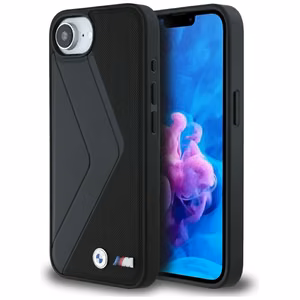 Чехол BMW Oversized Stripes MagSafe для iPhone 16e - чёрный