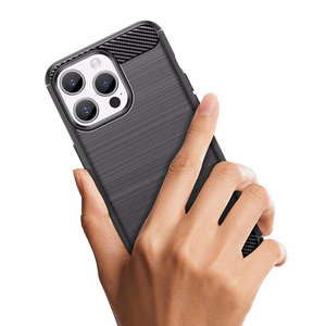 Dėklas telefonui iPhone 15 Pro Max Karbono dizaino dėklas - mėlynas