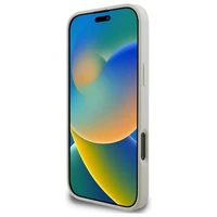 Guess grūdėtas auksinio žiedo magnetinis dėklas telefonui iPhone 16 Pro Max - smėlinė