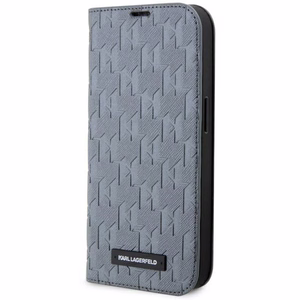 Karl Lagerfeld KLBKP14LSAKLHPG iPhone 14 Pro 6.1" knygos dėklas sidabrinis/sidabrinis Saffiano Monogram