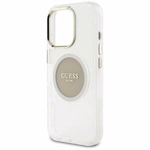 Guess IML Metal Colored Circle Classic Logo Magnetinis dėklas telefonui iPhone 16 Pro - pilkas