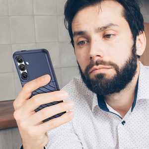 Thunder Case Samsung Galaxy S25 Silikoninis šarvuotas dėklas - mėlynas