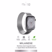 Puro Milanese nerūdijančio plieno dirželis Apple Watch 42 / 44 / 45 / 49 mm – sidabrinės spalvos