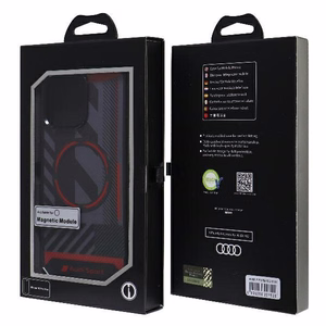 Audi IML Sport Magnetinis dėklas telefonui iPhone 15 Pro Max 6.7" juodas/juodas kietas dėklas AU-IMLMIP15PM-RSQ/D2-BK