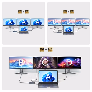 USB-C Hub 14 in 1 Wozinsky WDS03Y5S daugiafunkcis, aliuminis, 3 monitoriams, su 15 cm laidu - pilkas