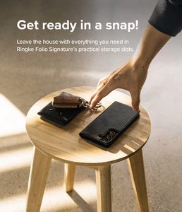 Ringke Folio Signature atverčiamas odinis dėklas Samsung Galaxy S22 + (S22 Plus) juodas (FSS118R262)