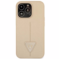 Guess GUHCP14XPSATLE iPhone 14 Pro Max 6.7" smėlio kietasis dėklas Saffiano Triangle Logo