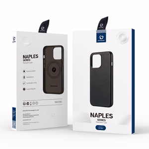 Dux Ducis Naples dėklas iPhone 14 Plus odinis dėklas (suderinamas su MagSafe) tamsiai rudas