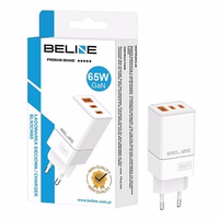 Beline Tinklo įkroviklis 2x USB-C + 1x USB 65W baltas (tik galvutė) PD 3.0 + QC 3.0 BLN3CW65 GaN