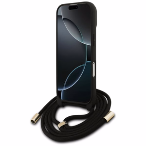 Originalus dėklas GUESS 4G Didelis logotipas su pečių dirželiu iPhone 17 rudas
