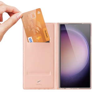 Dux Ducis Skin Pro dėklas telefonui Samsung S24 Ultra su atvartu - rožinis