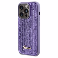 Guess Sequin Script Metal dėklas telefonui iPhone 14 Pro Max – violetinis