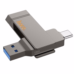 Флешка 128GB USB 3.2 (USB A + USB C) Hoco UD15 серая