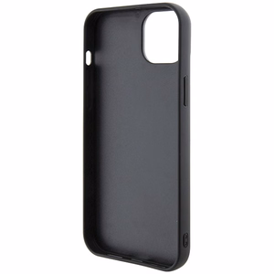 Ferrari FEHCP15MRDUK dėklas telefonui iPhone 15 Plus 6.7" juodas/juodas kietas su dygsniuotu metaliniu logotipu