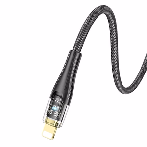 Кабель USB A to Lightning Hoco 2,4A 1,2 m U121 черный прозрачный