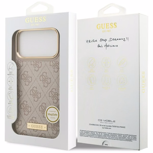 Guess 4G Logo Plate Magnetinis dėklas iPhone 17 Pro Max - rožinis