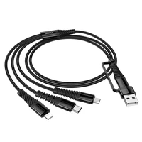 Kabelis 3in1 USB C / USB A į Lightning + USB C + Micro USB Hoco 1 m X123 juodas