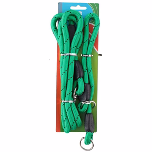 Šuns pavadėlis, 150 cm, su 45 cm antkakliu, žalias