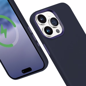 Crong Color Cover LUX Magnetic dėklas, skirtas iPhone 15 Pro, suderinamas su MagSafe, tamsiai mėlynas