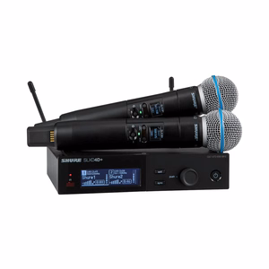 Shure SLXD24D+E/B58-G65 – dviguba skaitmeninė belaidė sistema su dviem rankiniais Beta 58A mikrofonais, 470–606 MHz