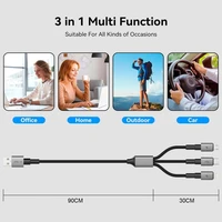 Tech-Protect UltraBoost DNA 3in1 USB-C / Micro-USB / Lightning laidas 120 cm - pilkas