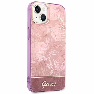 Guess GUHCP14MHGJGHP iPhone 14 Plus 6.7 "rožinis/rožinis kietas dėklas Jungle Collection
