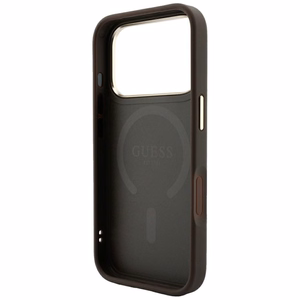 Guess Embossed 4G Classic MagSafe dėklas, skirtas iPhone 17 Pro Max / 18 Pro Max, rudas