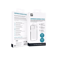 ZAGG IF Defense rinkinys dėklas iPhone 16e (2025) / 15 / 14 / 13 - Permatomas