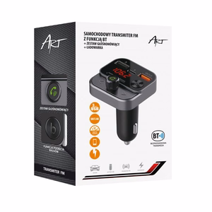 ART FM transmiteris bluetooth 5.0 + USB A QC3.0 + Typ C (iš viso 30W) FM-84B juodas