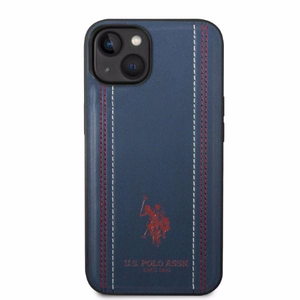Dėklas telefonui (m) US Polo USHCP14MPFAV iPhone 14 Plus 6.7" - tamsiai mėlynas odinis siuvimas