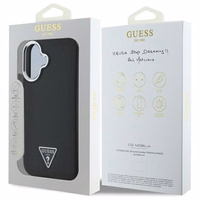 Guess GUHMP16MPGTSPSK iPhone 16 Plus 6.7" juodas/juodas kietas dėklas Grūdėtas Trikampis MagSafe