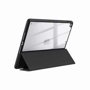 Crong PrimeFolio atverčiamas dėklas, skirtas iPad 10.2" (2019–2021), su atrama ir Apple Pencil laikikliu, juodas ir skaidrus
