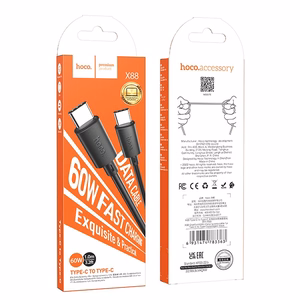 Kabelis USB C į USB C Hoco 3A 60W 1 m X88 juodas