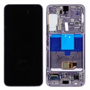 LCD ekranas Samsung S901 S22 5G su jutikliniu ekranu ir rėmeliu violetinis originalus (service pack)