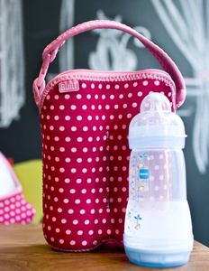 BUILT Bottle Buddy izoterminis neopreno krepšys dviem buteliukams, Baby Pink Mini Dots