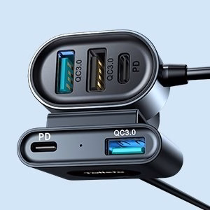 Įkroviklis automobilinis Joyroom (JR-CL05) (2xPD ; 2xQC3.0) (75w 1.5M) juodas