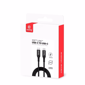 Crong Soft Link USB-C–USB-C laidas, 1,2 m, 100 W PD, 5 A, juodas