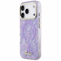 Guess IML Shell Script Metal MagSafe Dėklas for iPhone 17 Pro Max - violetinis
