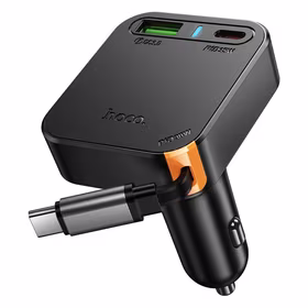 Įkroviklis automobilinis Hoco NZ18 (1xUSB; 1xUSB-C; 65W) + USB-C laidas juodas