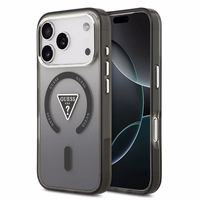 GUESS magnetinis dėklas telefonui IPHONE 17 Pro, suderinamas su MagSafe GUHMP17LHGTMLCGK (IML gradientinis dėklas su trikampiu logotipu) juodas