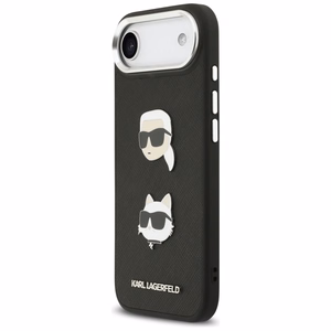 KARL LAGERFELD dėklas telefonui IPHONE 17 Air, suderinamas su magnetiniu MagSafe (KLHCP17MPSFDHPOK, FW Grained PU W/ K&C Heads Pins & Logo) juodas