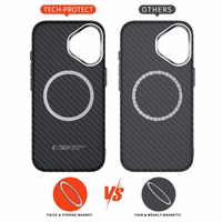 Tech-Protect Ion Carbon Magnetinis dėklas telefonui iPhone 17 - juoda ir sidabrinė