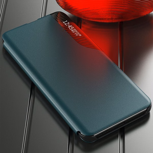Eco Leather View Case elegantiškas knygos tipo dėklas su stovu Samsung Galaxy A22 4G mėlynas