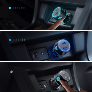 2x USB-C 70W automobilinis įkroviklis su LED apšvietimu Joyroom JR-CCN02 - juodas