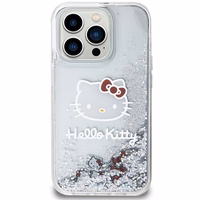 Hello Kitty Liquid Glitter Charms Kitty Head dėklas telefonui iPhone 14 Pro Max - sidabrinė