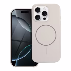 Blizgus magnetinis dėklas suderinamas su MagSafe, skirtas IPHONE 17, baltas spalvos