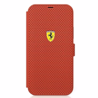 Ferrari FESPEFLBKP12SRE iPhone 12 mini 5.4" raudonas knygos tipo dėklas On Track perforuotas