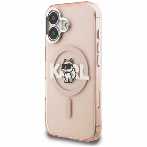 Karl Lagerfeld IML Choupette Sketch Logo MagSafe Dėklas iPhone 16 - rožinis