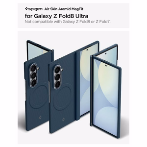 Spigen AirSkin Aramid MagFit MagSafe dėklas, skirtas Samsung Galaxy Z Fold 8 Ultra – tamsiai mėlynas